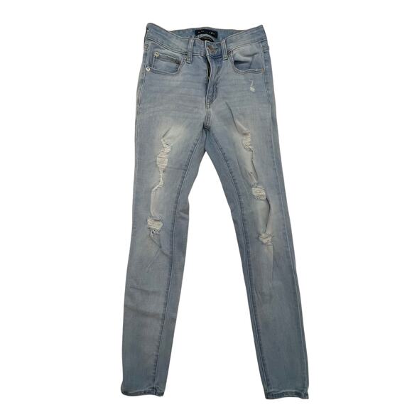 Aeropostale Denim - Aeropostale Women's High-Rise Jegging Size 4 Long Light Blue Distressed Casual